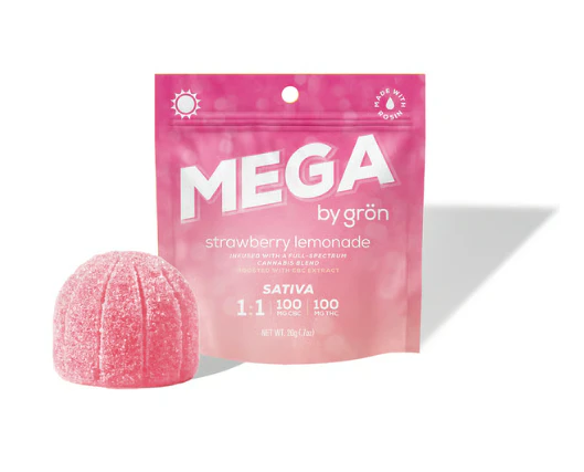 Grön - Grön | Gummy 1ct | Strawberry Lemonade MEGA 1:1 CBC:THC | 100mg Main Image