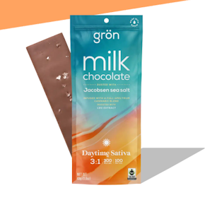 Grön Edibles - MILK CHOCOLATE WITH JACOBSEN SEA SALT DAYTIME SATIVA - GRON - 100mg