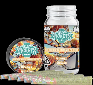LIFT TICKETS - Lift Tickets 2.5G Orange Gelato Infused Preroll 5pk