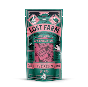 KIVA - LOST FARM 100mg Watermelon Gelato Live Resin Fruit Chews
