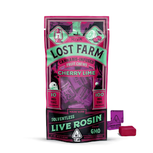 KIVA - LOST FARM 100mg Cherry Lime GMO Rosin Fruit Chews