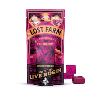 KIVA - LOST FARM 100mg Pomberry Kush Mints Punch Rosin Fruit Chews