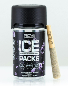 ROVE - Rove - Blueberry Kush - Rosin, Diamond, and Hash Infused - .5g Preroll - 5pk