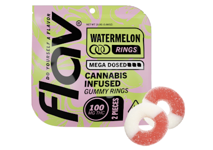 FLAV - Mega Dosed Watermelon Rings - 100mg Gummies