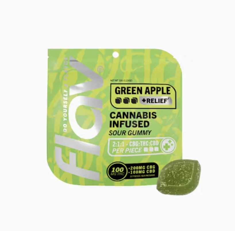 Flav - Green Apple Relief - 100mg Gummies Main Image