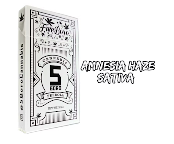 5 Boro | Preroll | Amnesia Haze 5pk | 3.5g