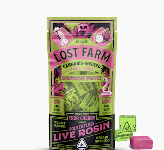 KIVA - LOST FARM 100mg Dragon Fruit Trop Cherry Rosin Fruit Chews