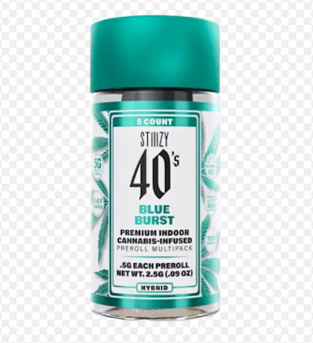 STIIIZY - Blue Burst 40s -Hybrid- 27.02% THC | 2.5g 5pk (Infused Pre-Roll) | 29.35% TAC | STIIIZY     -JJ3 back