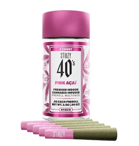 STIIIZY - Pink Acai 40s -Hybrid- 28.23% THC | 2.5g 5pk (Infused Pre-Roll) | 29.98% TAC |  STIIIZY   -NN2 back