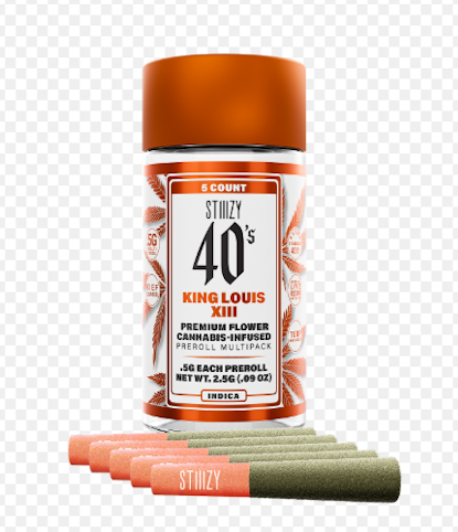STIIIZY - STIIIZY | King Louis XIII 40s -Indica- 28.14% THC | 2.5g 5pk (Infused Pre-Roll) 29.72% TAC | -LL2