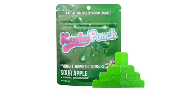 Kushy Punch - Kushy Punch Hybrid Sour Apple INDIVIDUAL GUMMIES 100MG