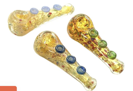 MJ WHOLESALE - 4" Triple Button Hand Pipe - Colors Vary