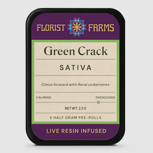 FLORIST FARMS - Florist Farms | Green Crack | Resin Infused Preroll 5pk | 2.5g