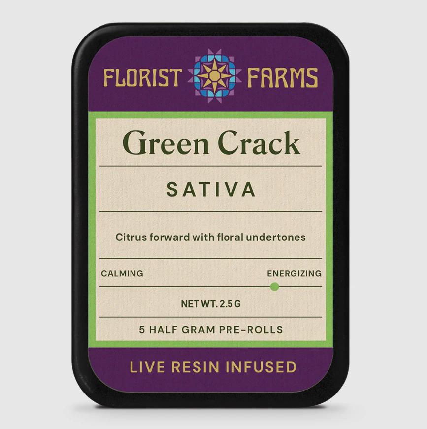 Florist Farms - Florist Farms | Green Crack | Resin Infused Preroll 5pk | 2.5g Main Image