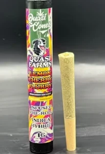 Quasi Farms - Quasi Cones- Infused Pre Roll- Lemon Cherry Flurry -Indica Domiant Hybrid-1g-30.02% THC