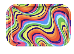 Rainbow Swirl Metal Rolling Tray