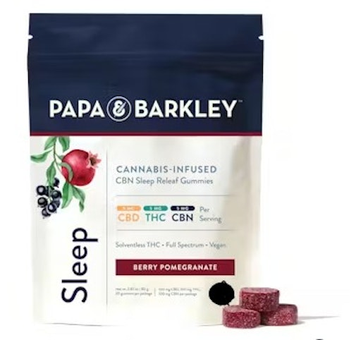Papa & Barkley - (Sleep) Berry Pomegranate - Relief - 100mg CBD:THC:CBN | 80g - 1:1:1 (Gummies) Papa & Barkley     -xxx7 back