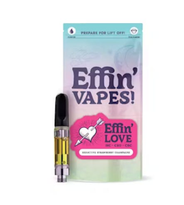 EFFIN EDIBLES - Love Seductive Strawberry Champagne 14:1:1 THC:CBD:CBC 1g Cartridge
