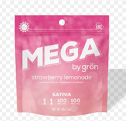 Edibles | Gron | Mega | Strawberry Lemonade | (100mg CBC:100mg THC) [10pk]
