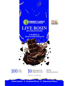 Jersey Canna - Edibles | Inclusion Gourmet | Live Rosin Indica Cannabar Belgian Chocolate | 100mg