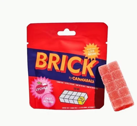 Cannabals - Lychee -Hybrid- 100mg THC Gummies | 1 Gummy Bar (BRICK) | Cannabals - A3 Back