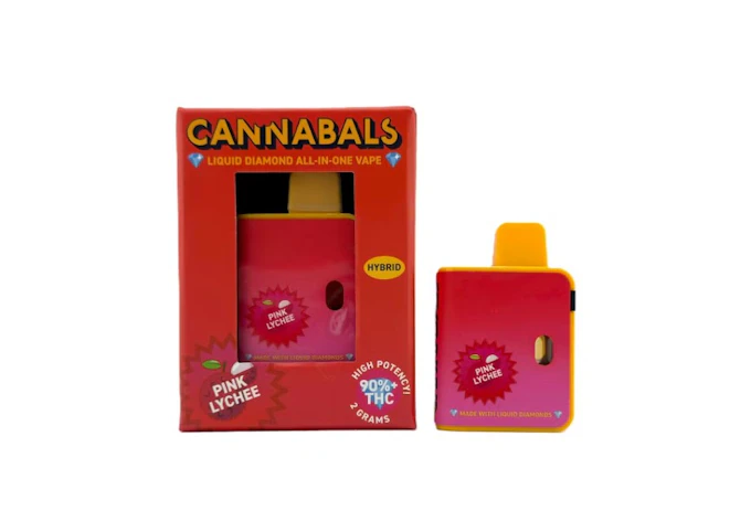 Cannabals - Pink Lychee -Hybrid- 90% THC | 2g Liquid Diamond Vapes | Cannabals      -e1 front