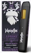  VapinApe- All in One- Grape Runtz- Indica- Distillate- Rechargeable-2g- 82.24%THC