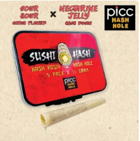Picc | Sushi Hash Hole | Pre-Roll - Sour Hour X Nectarine Jelly Rosin 5pk | 2.5g