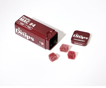 DROPS - Cranberry - (Banana Punch) - 1:1:1:1 THC/CBD/CBC/CBG - Rosin Gummy - 20pc - 50mg