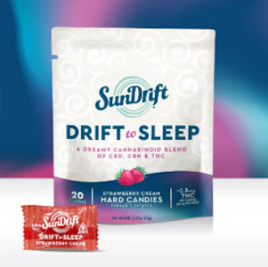 SunDrift - Strawberry Cream Hard Candies | Edible | 2.5mg THC x 20pk | SunDrift