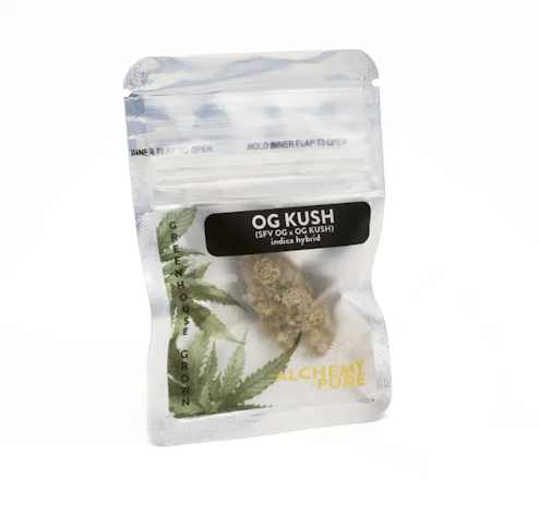 Alchemy Pure - OG Kush -Indica Hybrid- 15.9% THC | 0.7g (Flower) | Alchemy Pure     o12 front