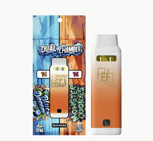 LEFT COAST - Blue Dream x Monster Cookies -Sativa/Indica- 86.7%/89.4% THC | 2g (Dual Chamber Vape) | Left Coast -RR7 Middle 