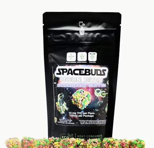 SPACEBUDS - Blueberry Muffin -Hybrid- 100mg THC | 10pk Gummies (Moon Bites) | SpaceBuds -c4 middle