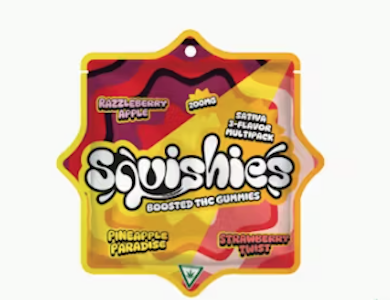 Squishies - Squishies - (Sativa) 3-Flavor Hash Rosin Multipack Gummies 200MG ( Strawberry , Apple, Pineapple)