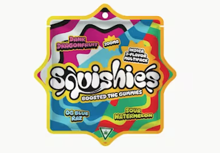 Squishies - Squishies - (Indica) 3-Flavor Hash Rosin Multipack Gummies 200MG ( Berry, Peach, Grape)