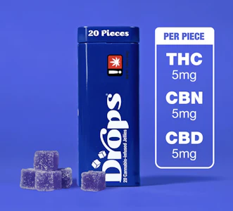 Drops - Black Currant - 1:1:1 - THC/CBN/CBD - Rosin Gummy - 20pc - 100mg