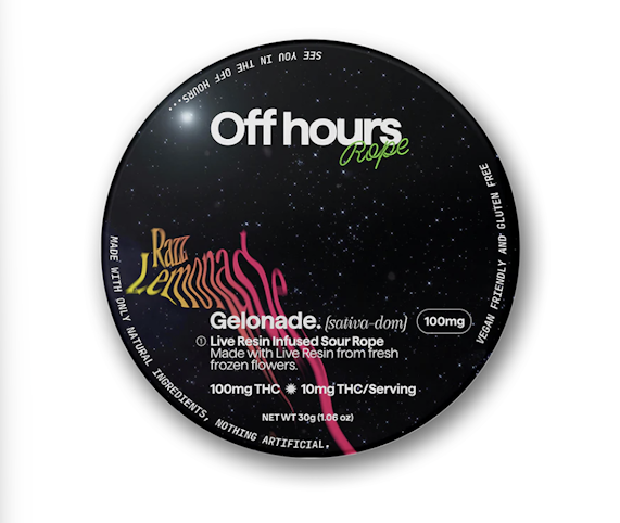 Off Hours - Gelonade -Sativa- 100mg THC | 1pc Gummy (Live Resin Rope) | Off Hours     -a9 back