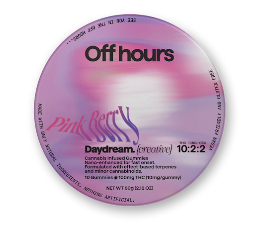 Off Hours - Daydream 'Creative' -Hybrid- 10:2:2 100mg THC:20mg CBG:20mg CBC | 10pk Gummies (Edibles) | Off Hours     -b8 back