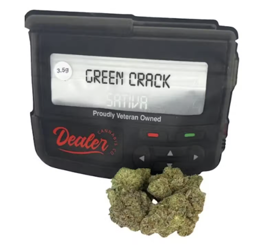 DEALER CANNABIS CO. - Green Crack -Sativa- 20.93% THC | 3.5g Mylar (Flower) | Dealer  -p9 front