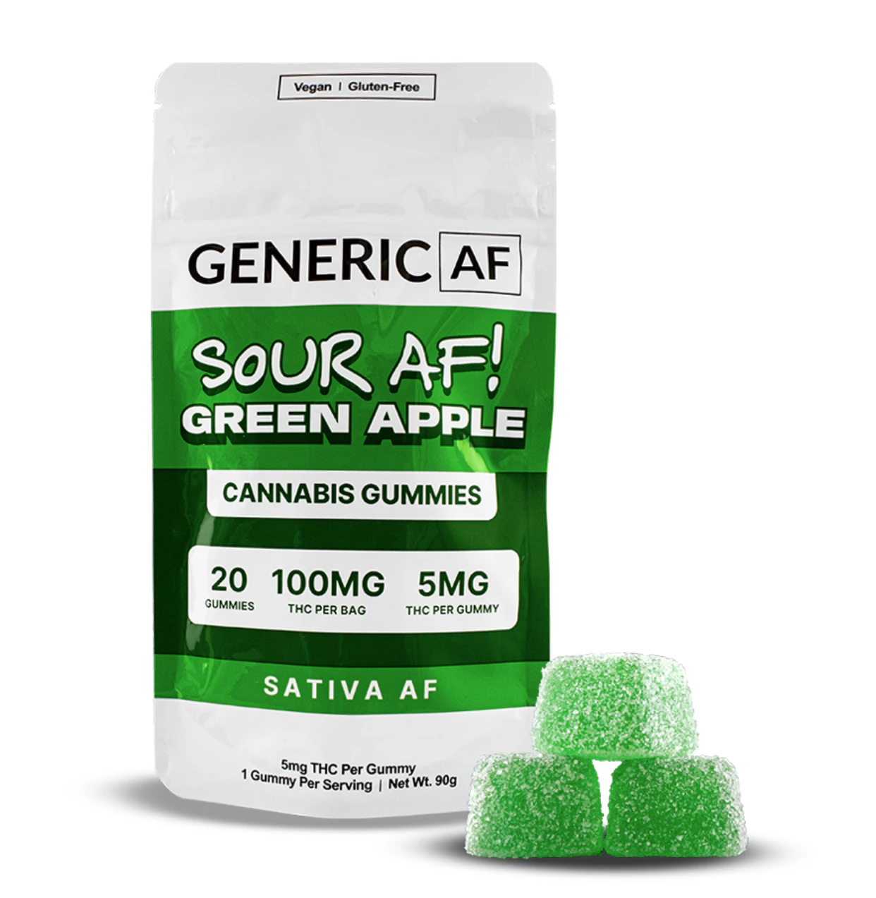 Generic AF - Generic AF - Sour Green Apple Gummies - 100mg Main Image