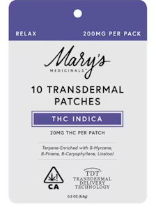 MARY'S MEDICINALS - Marys Medicinal - Topical - Relax Patches - 200MG - 10CT