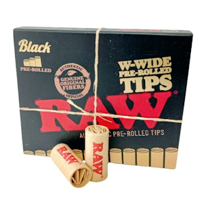 RAW Rolling Papers - RAW [WIDE - BLACK] Pre-Rolled Tips 18PK