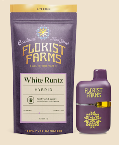 FLORIST FARMS - Florist Farms- White Runtz- 1g Live Resin Disposable Vape