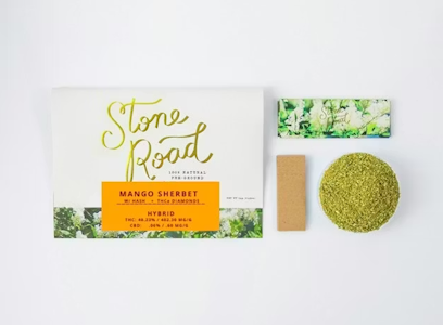 STONE ROAD - Stone Road- Mango Sherbet- Diamond & Bubble Hash Infused -14g Pre-ground Flower