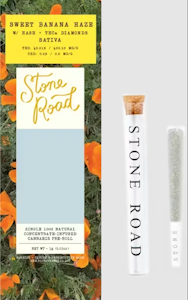 STONE ROAD - Stone Road- Sweet Banana Haze- Diamond & Bubble Infused- 1g Preroll