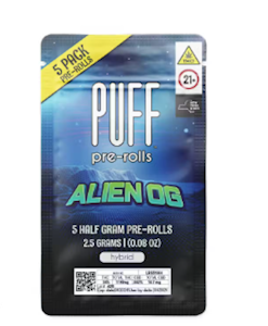 Puff - PUFF- Alien OG- 0.5g/5pk prerolls