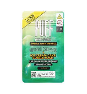 Puff - PUFF- Gush Mintz x Ice Cream Cake- 0.5g/5pk Bubble Hash Infused Prerolls