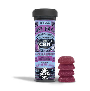 KIVA - LOST FARM 100mg CBN Black Raspberry Northern Lights Rosin Sleep Gummies