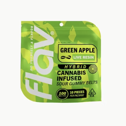 FLAV - Apple Belts -Hybrid- 100mg THC 10 pk| Live Resin Gummy (Edible) | Flav      -aa3 Back