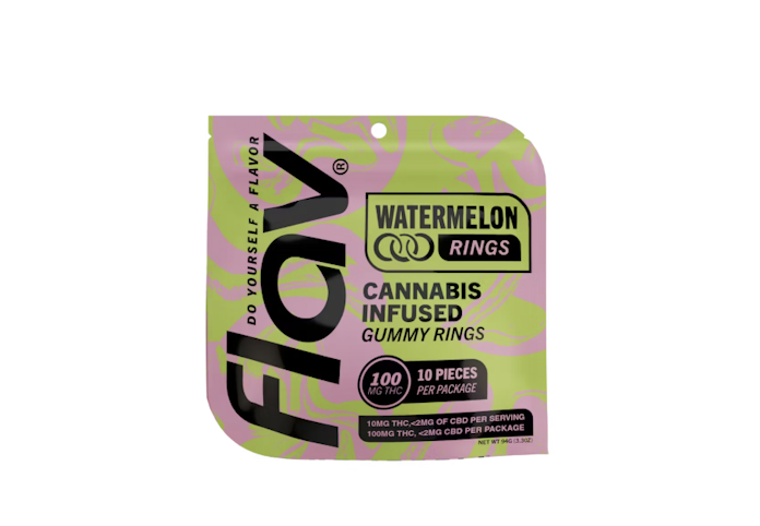 FLAV - Watermelon Rings -Hybrid- 100mg THC | 10pk (Gummies) | Flav      -z3 Back